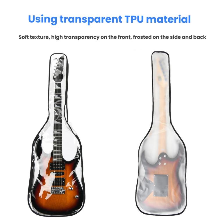 39 Inch Electric Guitar Dust Cover TPU Gig Bag with Dual Zippers Protective Storage Case - Transparent