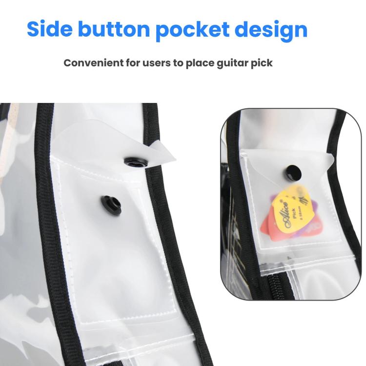 39 Inch Electric Guitar Dust Cover TPU Gig Bag with Dual Zippers Protective Storage Case - Transparent