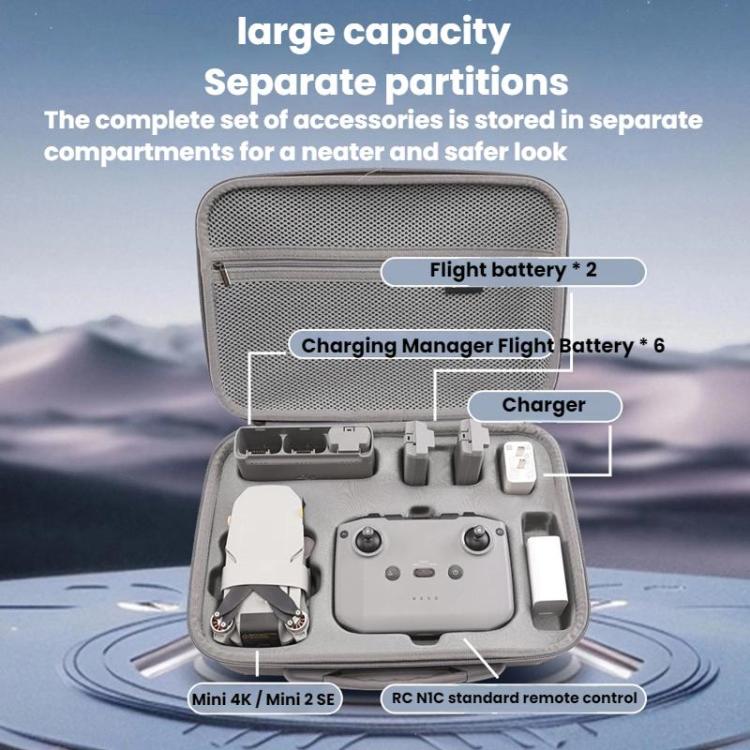 For DJI Mini 2 / 2 SE / 4K Fly More Combo BKano M4K003 Crossbody Storage Backpack - Grey