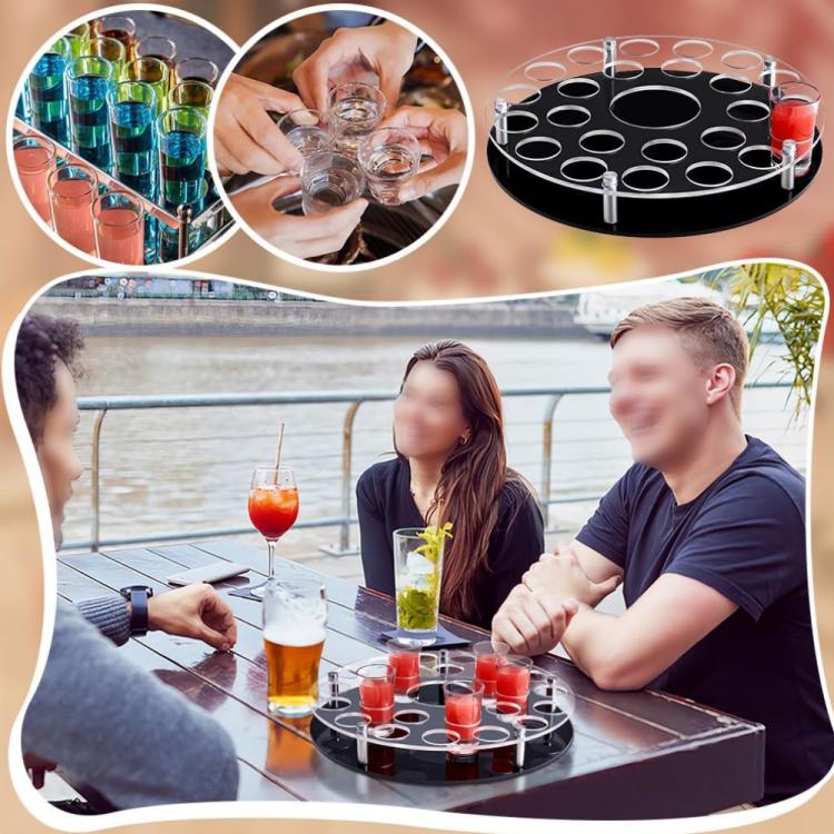 25-hole Wine Glass Tray Stand With Center Bottle Slot - YX183