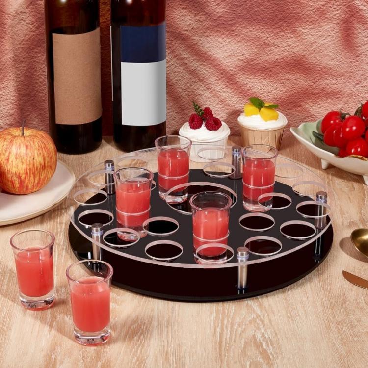 25-hole Wine Glass Tray Stand With Center Bottle Slot - YX183