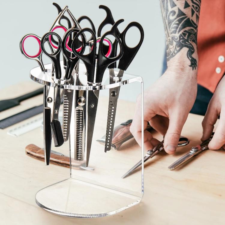 1pc 6-Hole Acrylic Scissor Barber Tool Storage Display Stand