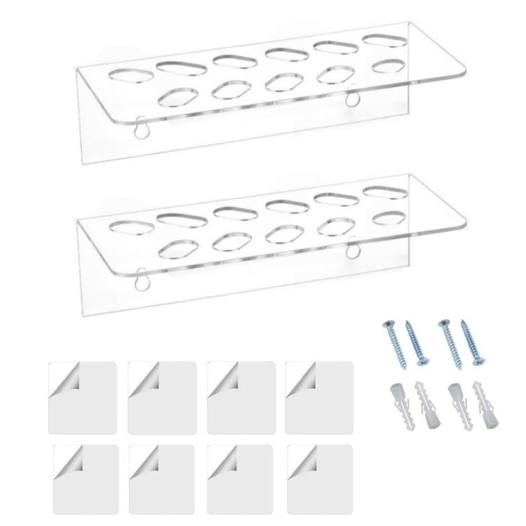 2pcs 11-Hole Acrylic Wall-Mounted Scissor Barber Tool Storage Display Stand