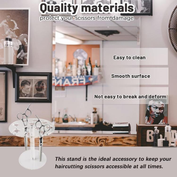 1pc 11-Hole Acrylic Wall-Mounted Scissor Barber Tool Storage Display Stand