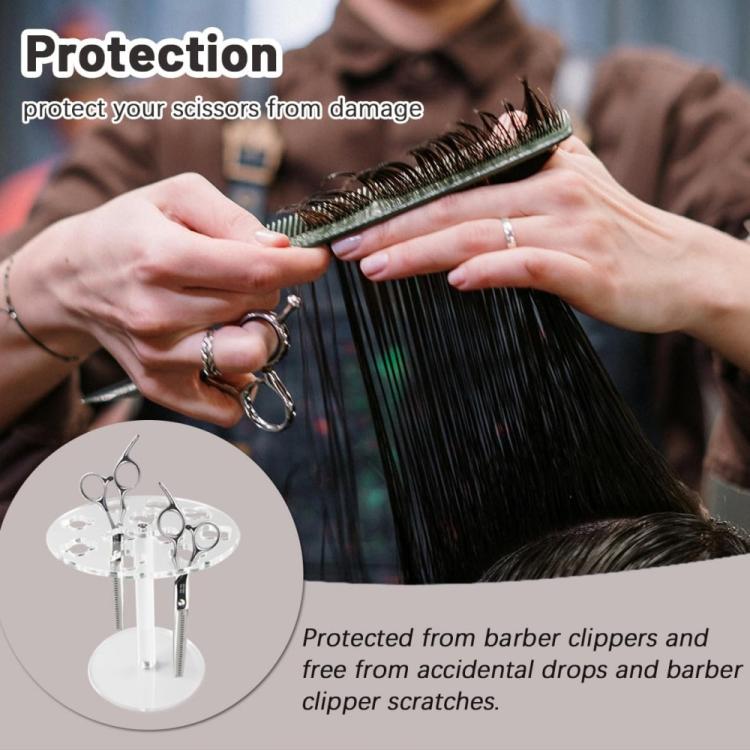 1pc 11-Hole Acrylic Wall-Mounted Scissor Barber Tool Storage Display Stand