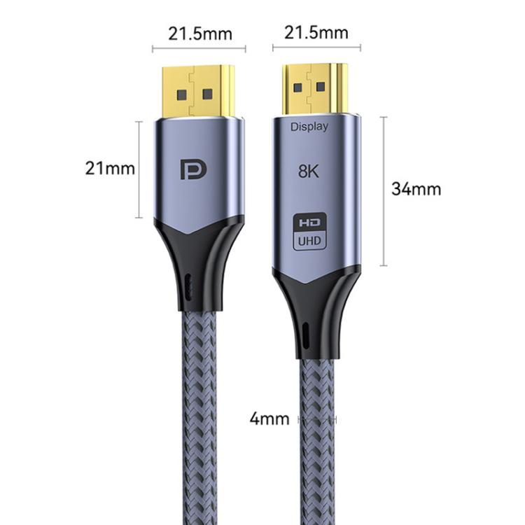 1m DP To HDMI 8K 60HZ HD Conversion Cable TV Computer Connection Conversion Monitor Projection Cable