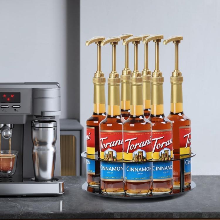 Coffee Syrup Kitchen Acrylic Countertop Round Bottle Holder - YX175