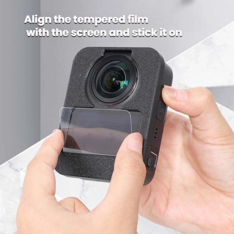 For DJI Osmo 360 Camera Screen Protector Installation Kit Alignment Tool + Tempered Glass Film Set - Black