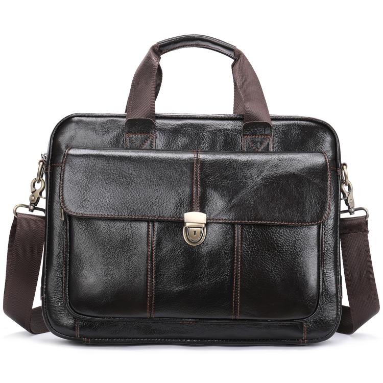 Men Briefcase Casual Retro Leather Handbag Large Capacity Business Laptop Bag