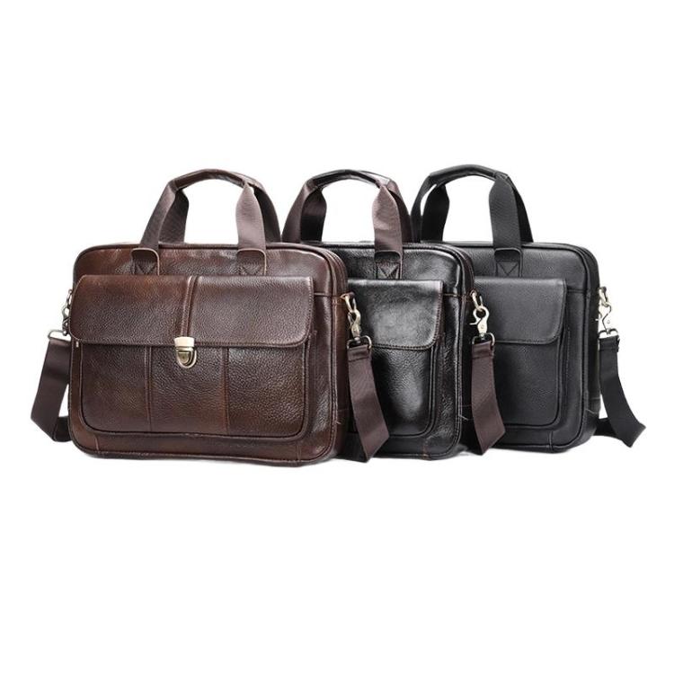 Men Briefcase Casual Retro Leather Handbag Large Capacity Business Laptop Bag