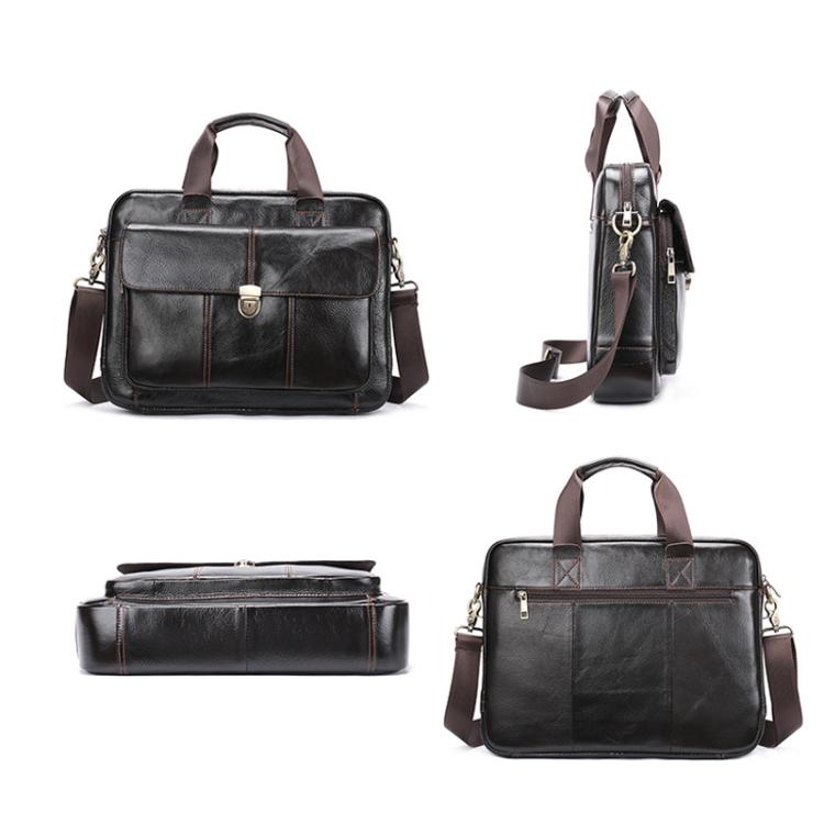Men Briefcase Casual Retro Leather Handbag Large Capacity Business Laptop Bag