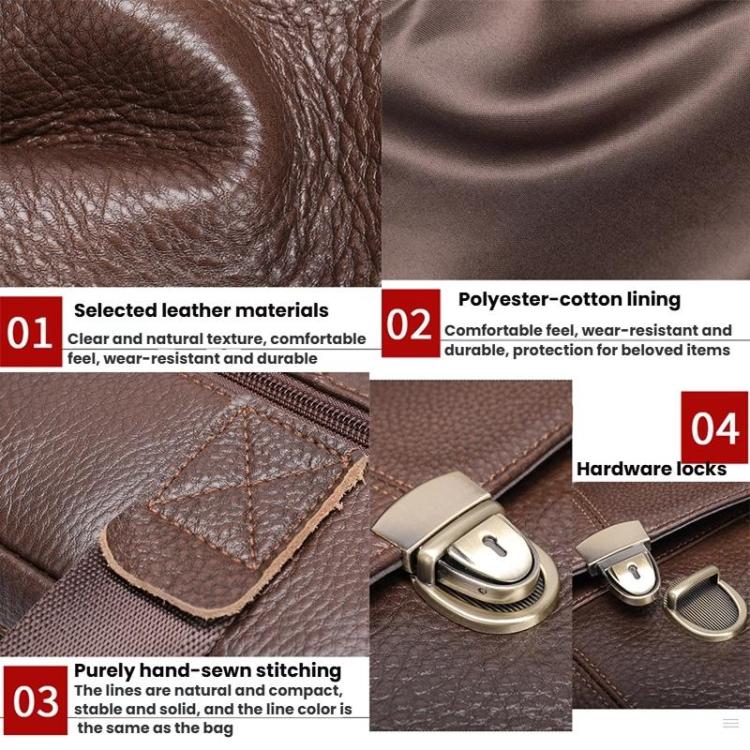 Men Briefcase Casual Retro Leather Handbag Large Capacity Business Laptop Bag
