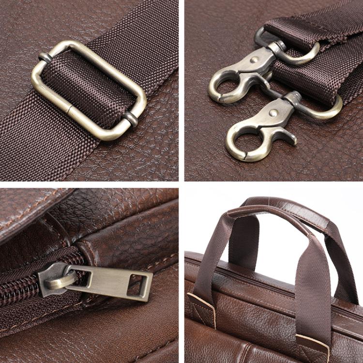 Men Briefcase Casual Retro Leather Handbag Large Capacity Business Laptop Bag