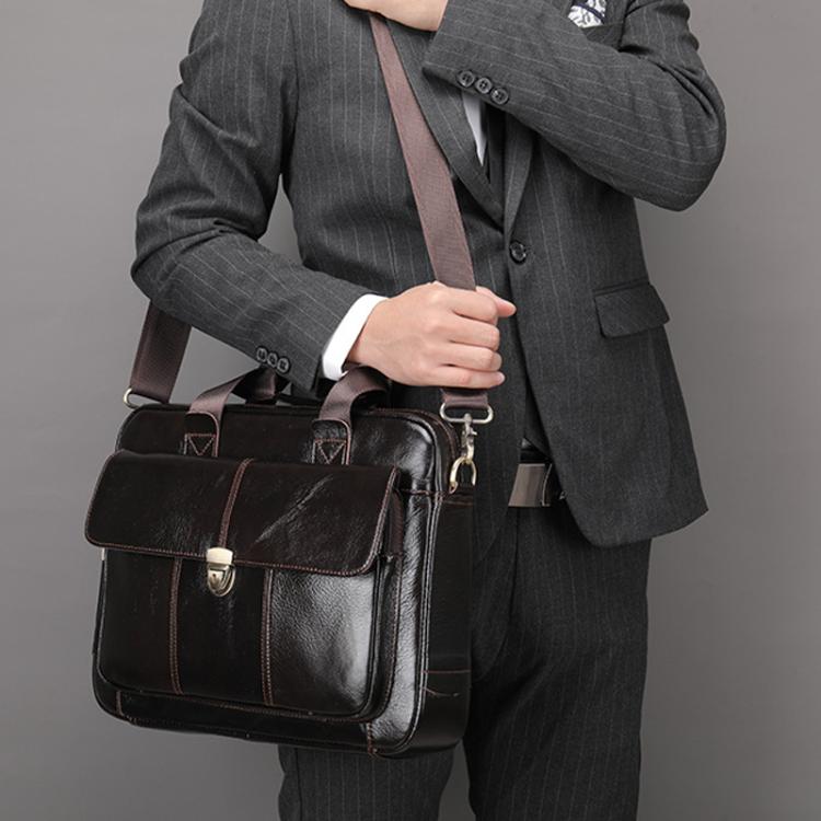 Men Briefcase Casual Retro Leather Handbag Large Capacity Business Laptop Bag
