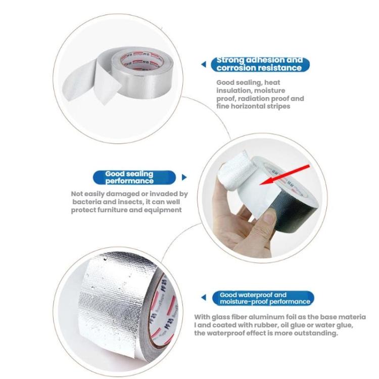 BondTape 6cm x 23m Fiberglass Aluminum Foil Tape High Temperature Resistant for HVAC Duct, Pipe Repair, Leak Sealing