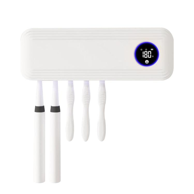 Automatic Flip-Top Drying Toothbrush UV Sterilizer Storage Rack - White