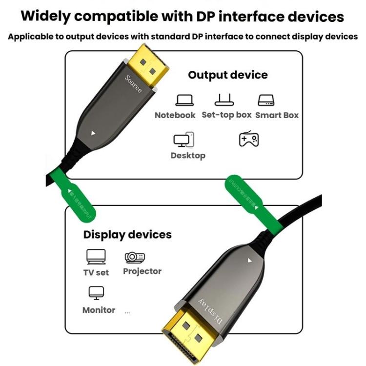 40M DP2.1 Male To Male 8K 60Hz HD Fiber Optic Cable For TV Computer Monitors Projectors