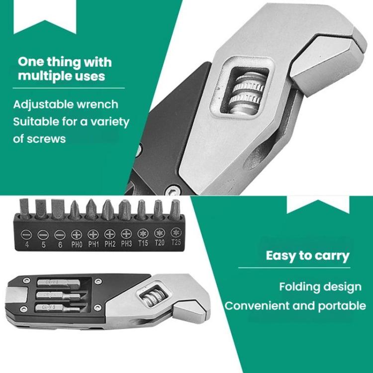 8 In 1 Folding Hex Key Screwdriver Stainless Steel Adjustable Wrench EDC Multi-Function Tools