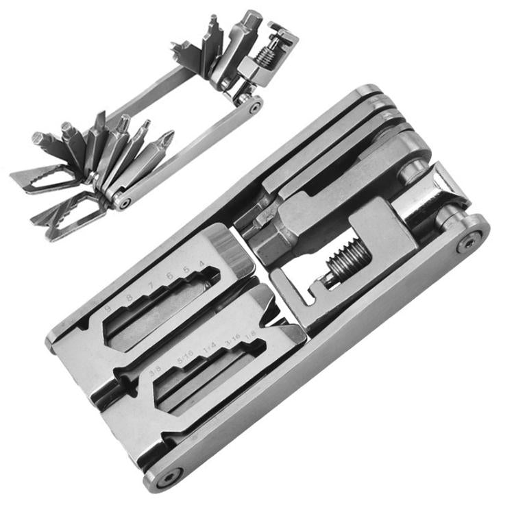 Bicycle 15 In 1 Repair Tool Chain Wrench - Silver
