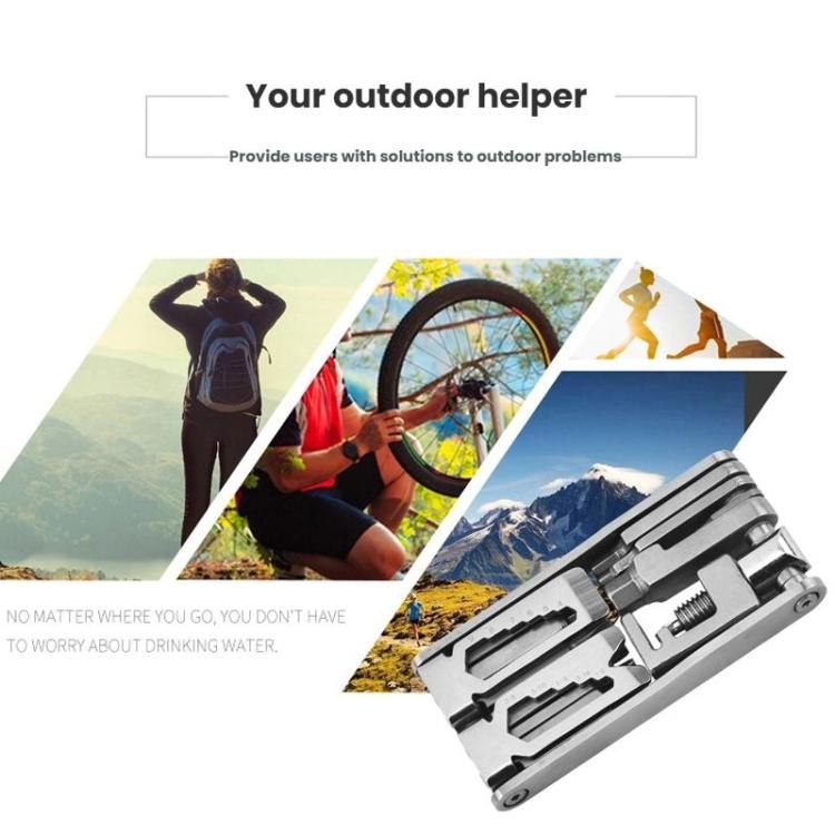 Bicycle 15 In 1 Repair Tool Chain Wrench - Silver