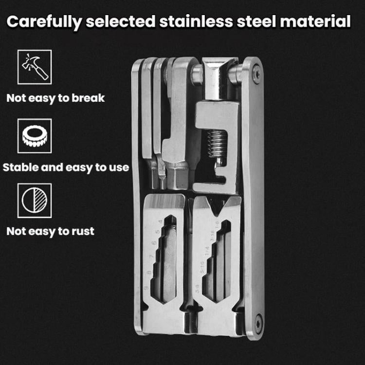 Bicycle 15 In 1 Repair Tool Chain Wrench - Silver
