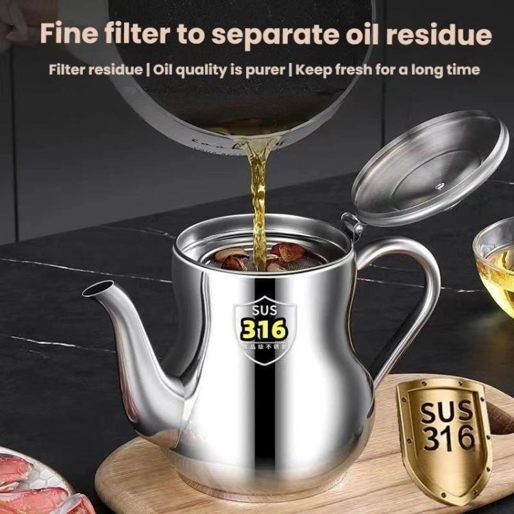 1100ml 316 Stainless Steel Oil/Sauce Dispenser Leakproof Design, Detachable Filter, Easy-Pour Kitchen Bottle for Cooking Oil, Vinegar & Condiments