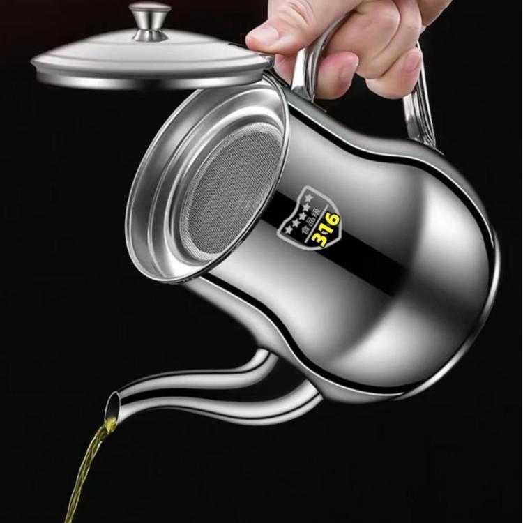 300ml 316 Stainless Steel Oil/Sauce Dispenser Leakproof Design, Detachable Filter, Easy-Pour Kitchen Bottle for Cooking Oil, Vinegar & Condiments