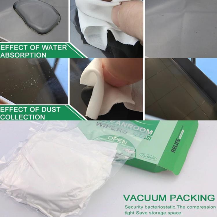 RELIFE RL-045 Anti-Static Lint-Free Cloth Microfiber Wiping Phone Screen Cleaning Cloth - 50pcs