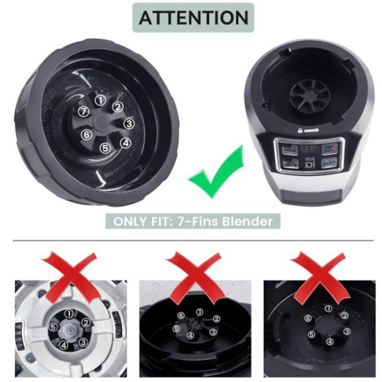 For Ninja BL480/BL482/BL642/BL682/NN102 Blender Accessories - 7-leaf Blade Holder + 2 Sealing Rings + White Hook