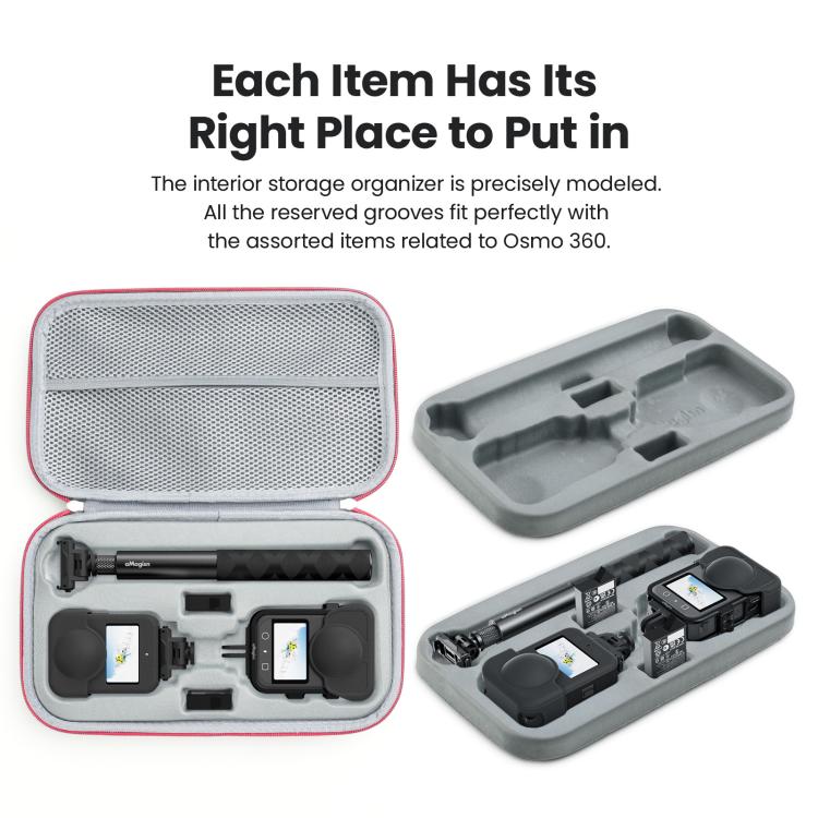 For DJI Osmo 360 aMagisn Mid-Size Storage Case Durable Organizer Bag With Detachable Inner Tray - Gray