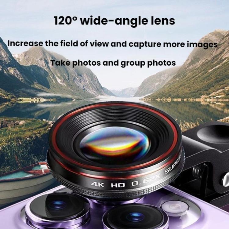 0.62X Wide angle High Definition Camera Mobile Phone Lens With Lens Clip