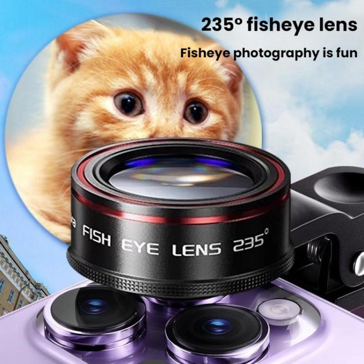 235 Degree Fisheye High Definition Camera Mobile Phone Lens With Lens Clip