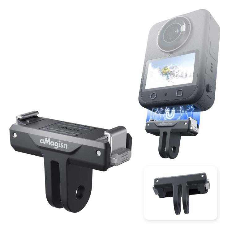 For DJI Osmo 360/Action 5 Pro/4/3 aMagisn Magnetic Quick-Release Adapter Plastic Snap-On Base - Black