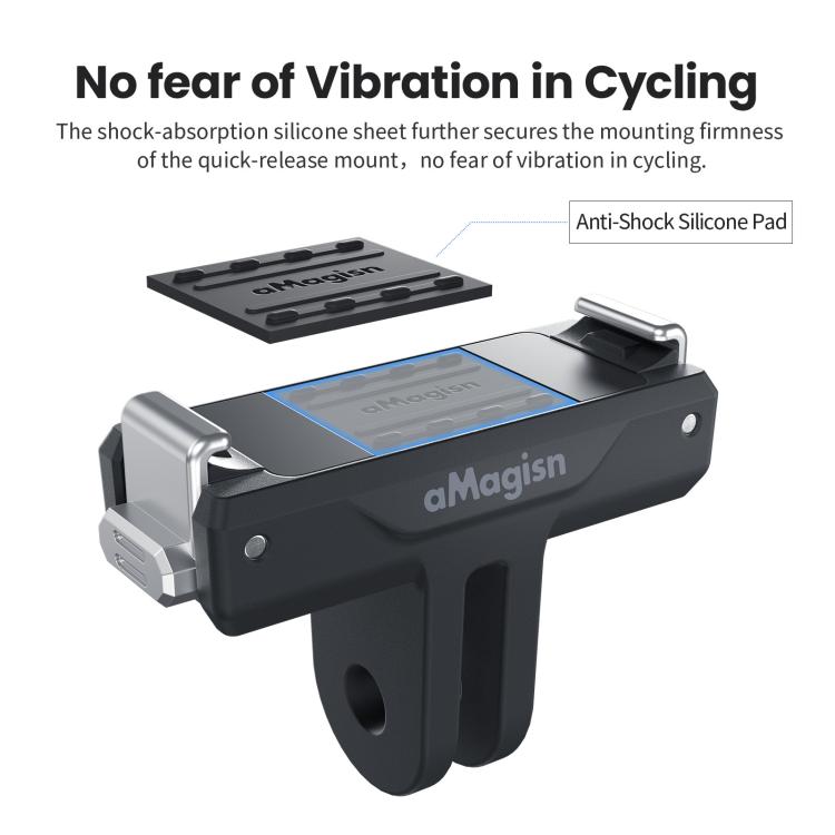 For DJI Osmo 360/Action 5 Pro/4/3 aMagisn Magnetic Quick-Release Adapter Plastic Snap-On Base - Black