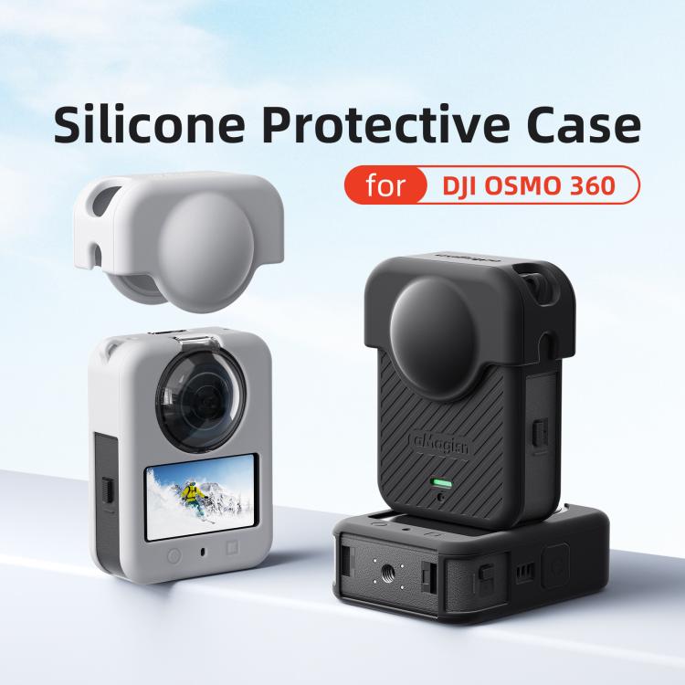 For DJI Osmo 360 Camera aMagisn Silicone Body Cover Set with Lens Cap & Neck Lanyard