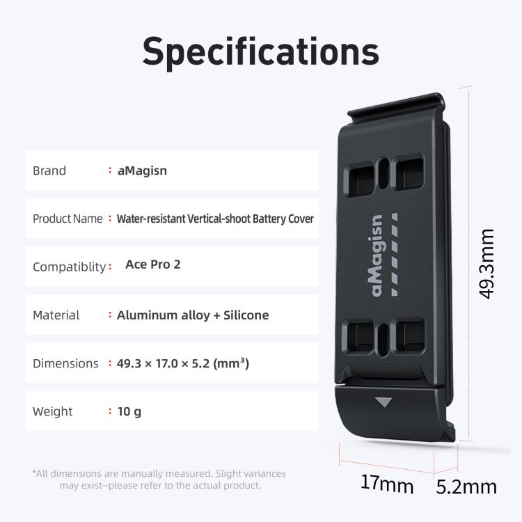 For Insta360 Ace Pro 2 aMagisn Water-resistant Vertical Shooting Battery Side Cover Compatible with Quick-Release Adapters - AC34