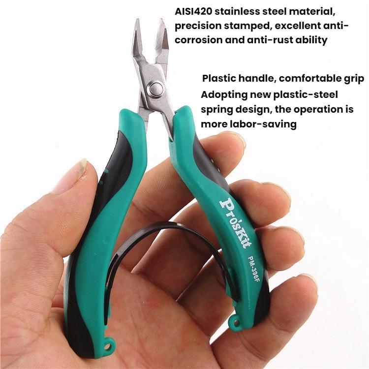 ProsKit PM-396 Stainless Steel Diagonal Pliers Precision Electronic Side Cutting Pliers - Green