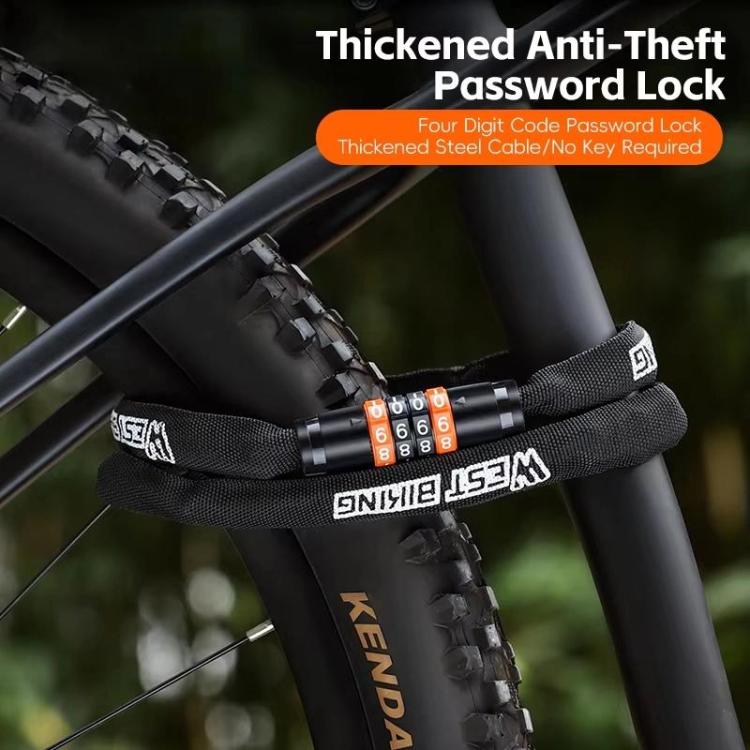 WEST BIKING 38-inch Bike Chain Lock 4-Digit Combination Security Lock for Bicycles, E-Bikes, Scooters - Black Orange