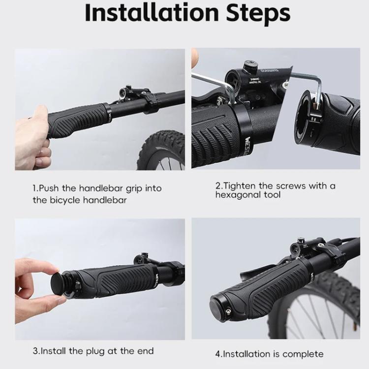 WEST BIKING 1pair TPE Soft Anti-Slip Mountain Bike Handlebar Grips Ergonomic Comfort for Road & MTB Cycling - Black