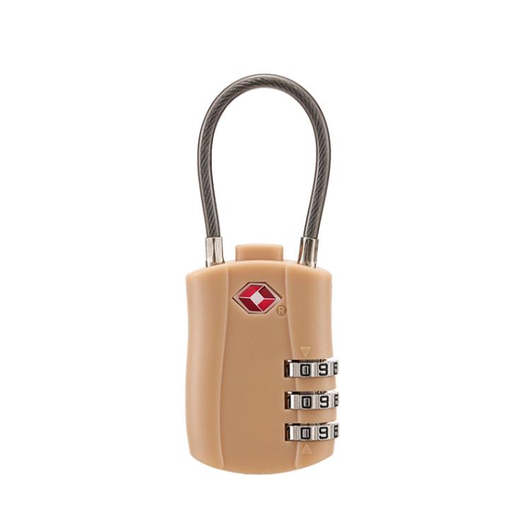 TSA Approved Luggage Lock 3-Digit Combination Lock With Plastic Body Anti-Theft Steel Cable For Suitcases Travel Bags - Milk Tea