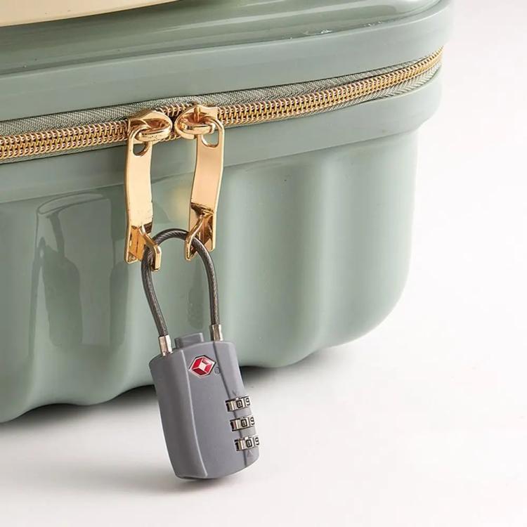 TSA Approved Luggage Lock 3-Digit Combination Lock With Plastic Body Anti-Theft Steel Cable For Suitcases Travel Bags - Milk Tea