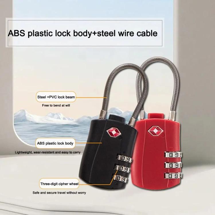 TSA Approved Luggage Lock 3-Digit Combination Lock With Plastic Body Anti-Theft Steel Cable For Suitcases Travel Bags - Milk Tea
