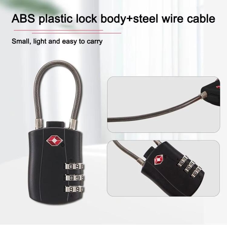 TSA Approved Luggage Lock 3-Digit Combination Lock With Plastic Body Anti-Theft Steel Cable For Suitcases Travel Bags - Milk Tea