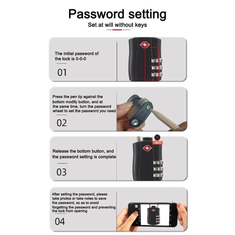 TSA Approved Luggage Lock 3-Digit Combination Lock With Plastic Body Anti-Theft Steel Cable For Suitcases Travel Bags - Milk Tea