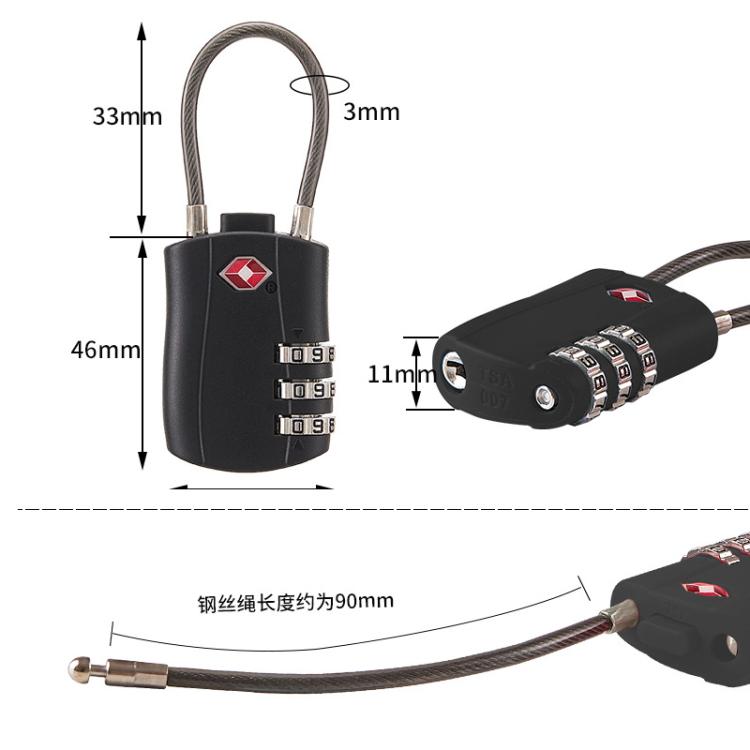 TSA Approved Luggage Lock 3-Digit Combination Lock With Plastic Body Anti-Theft Steel Cable For Suitcases Travel Bags - Milk Tea