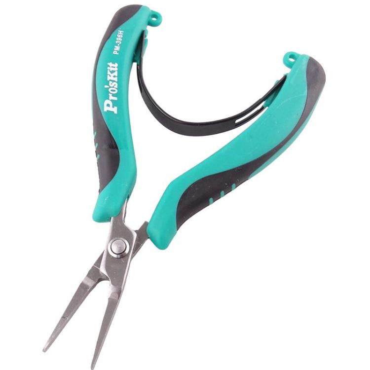 ProsKit PM-396H Stainless Steel Non-Toothed Flat-Nose Pliers Precision Electronic Flat-Jaw Pliers - Green