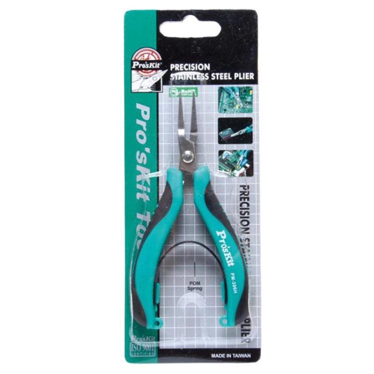 ProsKit PM-396H Stainless Steel Non-Toothed Flat-Nose Pliers Precision Electronic Flat-Jaw Pliers - Green