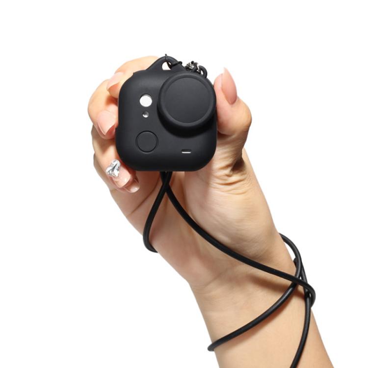 For Insta360 GO Ultra Silicone Case & Lens Cap Set with Lanyard  Anti-Scratch Camera Body Protector - Black