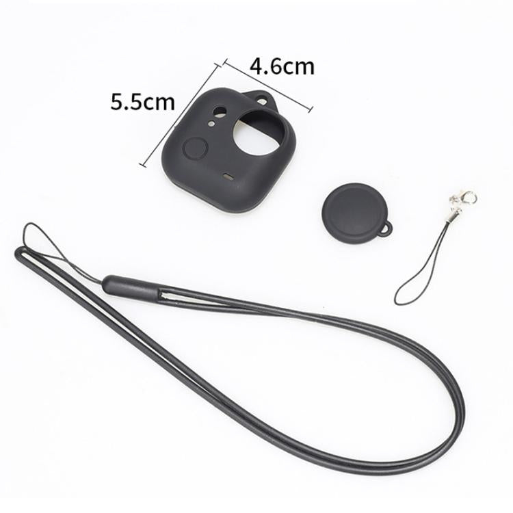 For Insta360 GO Ultra Silicone Case & Lens Cap Set with Lanyard  Anti-Scratch Camera Body Protector - Black