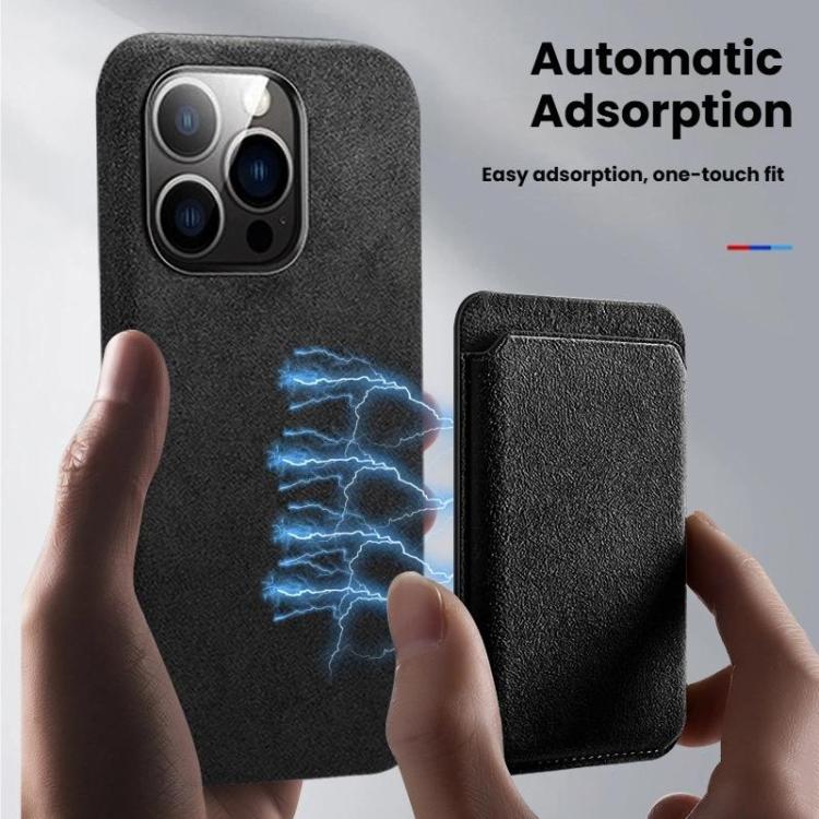 Magnetic Phone Card Holder Soft Suede-Like Slim Wallet For MagSafe IPhones & Android Phones